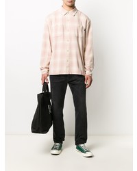 Chemise à manches longues écossaise rose Stussy