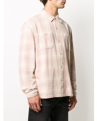 Chemise à manches longues écossaise rose Stussy