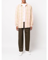 Chemise à manches longues écossaise rose Stussy