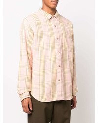 Chemise à manches longues écossaise rose Stussy