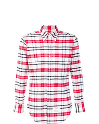 Chemise à manches longues écossaise rouge et blanc Thom Browne