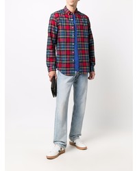 Chemise à manches longues écossaise rouge et bleu marine Polo Ralph Lauren
