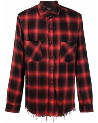 Chemise à manches longues écossaise rouge et noir Amiri