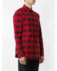 Chemise à manches longues écossaise rouge et noir Armani Exchange