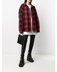 Chemise à manches longues écossaise rouge et noir Vetements