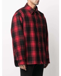 Chemise à manches longues écossaise rouge et noir Vetements