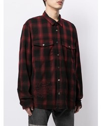 Chemise à manches longues écossaise rouge et noir Ksubi