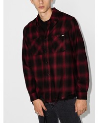 Chemise à manches longues écossaise rouge et noir Amiri