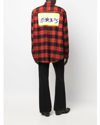 Chemise à manches longues écossaise rouge et noir Vetements