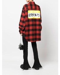 Chemise à manches longues écossaise rouge et noir Vetements