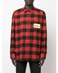 Chemise à manches longues écossaise rouge et noir Vetements