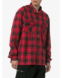 Chemise à manches longues écossaise rouge et noir Mastermind Japan