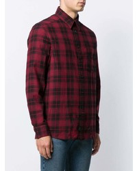 Chemise à manches longues écossaise rouge et noir Calvin Klein