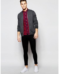 Chemise à manches longues écossaise rouge Asos