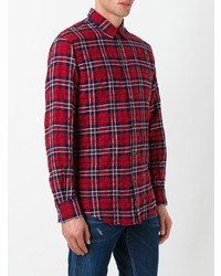 Chemise à manches longues écossaise rouge DSQUARED2