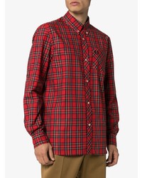 Chemise à manches longues écossaise rouge Fred Perry