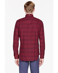 Chemise à manches longues écossaise rouge Thom Browne