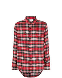 Chemise à manches longues écossaise rouge Saint Laurent