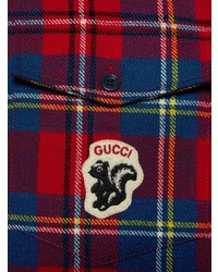 Chemise à manches longues écossaise rouge Gucci