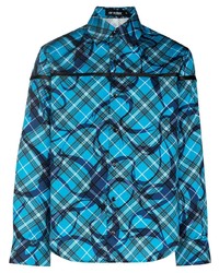 Chemise à manches longues écossaise turquoise AV Vattev