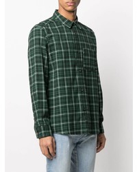 Chemise à manches longues écossaise vert foncé A.P.C.