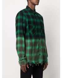 Chemise à manches longues écossaise vert foncé Amiri