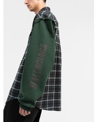Chemise à manches longues écossaise vert foncé Balenciaga