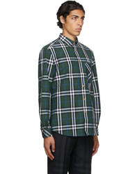 Chemise à manches longues écossaise vert foncé Burberry
