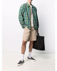 Chemise à manches longues écossaise vert foncé Stussy