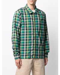 Chemise à manches longues écossaise vert foncé Stussy