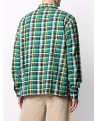 Chemise à manches longues écossaise vert foncé Stussy