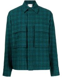 Chemise à manches longues écossaise vert foncé Wooyoungmi