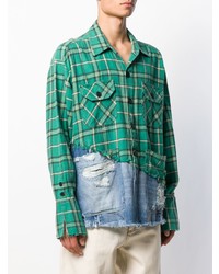 Chemise à manches longues écossaise verte Greg Lauren