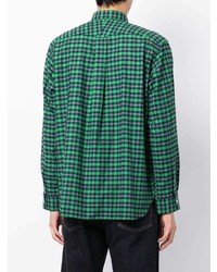 Chemise à manches longues écossaise verte Junya Watanabe MAN