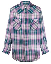 Chemise à manches longues écossaise violet clair Isabel Marant