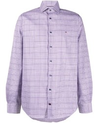 Chemise à manches longues écossaise violet clair Tommy Hilfiger
