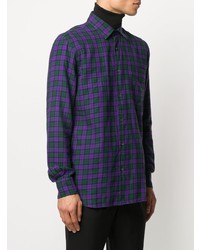 Chemise à manches longues écossaise violette Aspesi