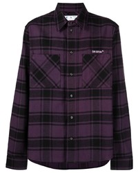 Chemise à manches longues écossaise violette Off-White