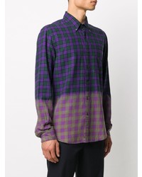 Chemise à manches longues écossaise violette Aspesi