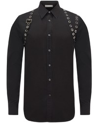 Chemise à manches longues en broderie anglaise noire Alexander McQueen