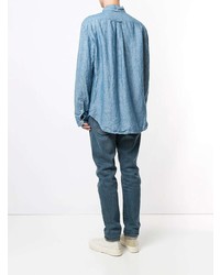 Chemise à manches longues en chambray bleu clair Gitman Vintage