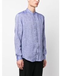 Chemise à manches longues en chambray bleu clair Emporio Armani