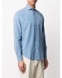 Chemise à manches longues en chambray bleu clair Eleventy