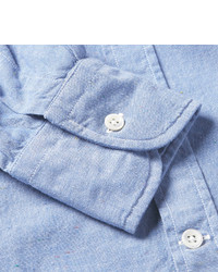 Chemise à manches longues en chambray bleu clair Incotex