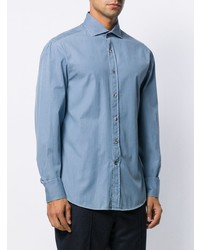 Chemise à manches longues en chambray bleu clair Brunello Cucinelli