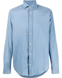 Chemise à manches longues en chambray bleu clair Eleventy