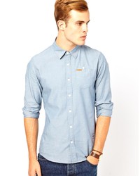 Chemise à manches longues en chambray bleu clair Firetrap