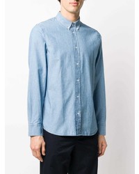 Chemise à manches longues en chambray bleu clair Filippa K