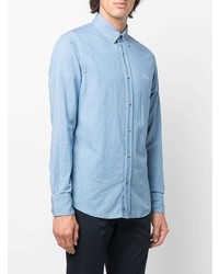 Chemise à manches longues en chambray bleu clair BOSS