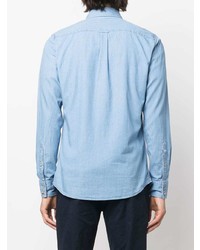 Chemise à manches longues en chambray bleu clair BOSS